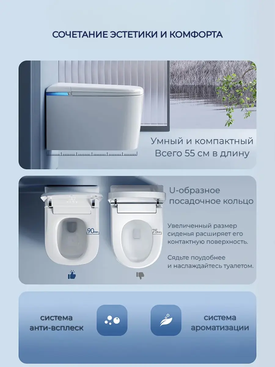 Смарт унитаз подвесной HAITEC HT-ESTY3WE автоматизированный с встроенным бачком Смарт унитаз подвесной HAITEC HT-ESTY3WE автоматизированный с встроенным бачком