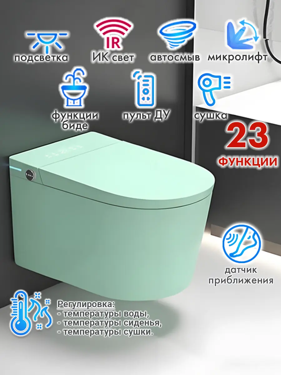 Смарт унитаз подвесной HAITEC HT-ESTPG02 TIFFANY автоматизированный с встроенным бачком Смарт унитаз подвесной HAITEC HT-ESTPG02 TIFFANY автоматизированный с встроенным бачком
