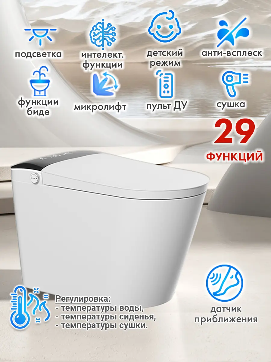 Смарт унитаз HAITEC HT-EST418E автоматизированный с встроенным бачком Смарт унитаз HAITEC HT-EST418E автоматизированный с встроенным бачком