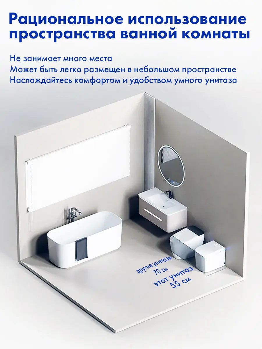 Смарт унитаз HAITEC HT-EST411E с встроенным бачком и голосовым управлением Смарт унитаз HAITEC HT-EST411E с встроенным бачком и голосовым управлением