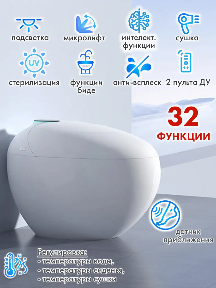 Смарт унитаз HT-EST415E WHITE автоматизированный с встроенным бачком Смарт унитаз HT-EST415E WHITE автоматизированный с встроенным бачком