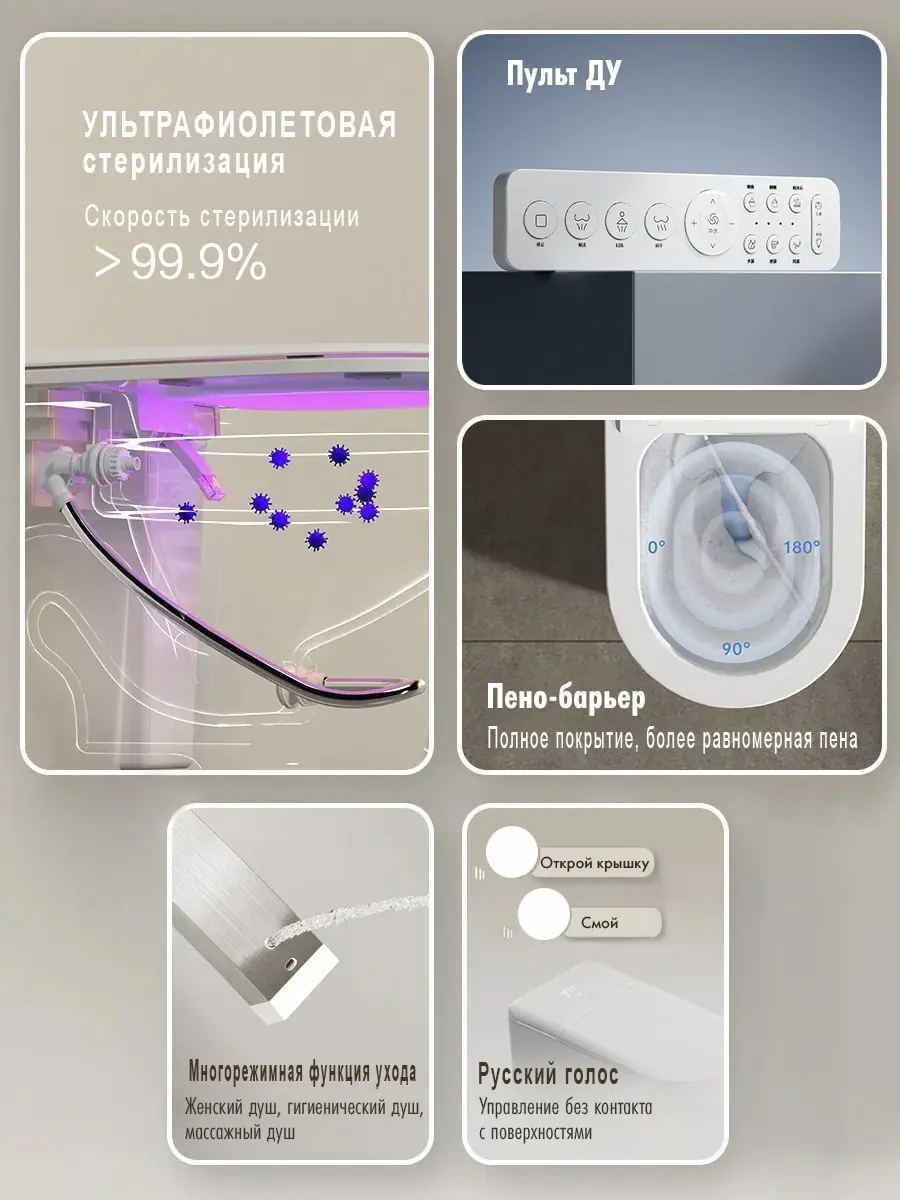 Смарт унитаз HAITEC HT-EST413E с встроенным бачком и голосовым управлением Смарт унитаз HAITEC HT-EST413E с встроенным бачком и голосовым управлением