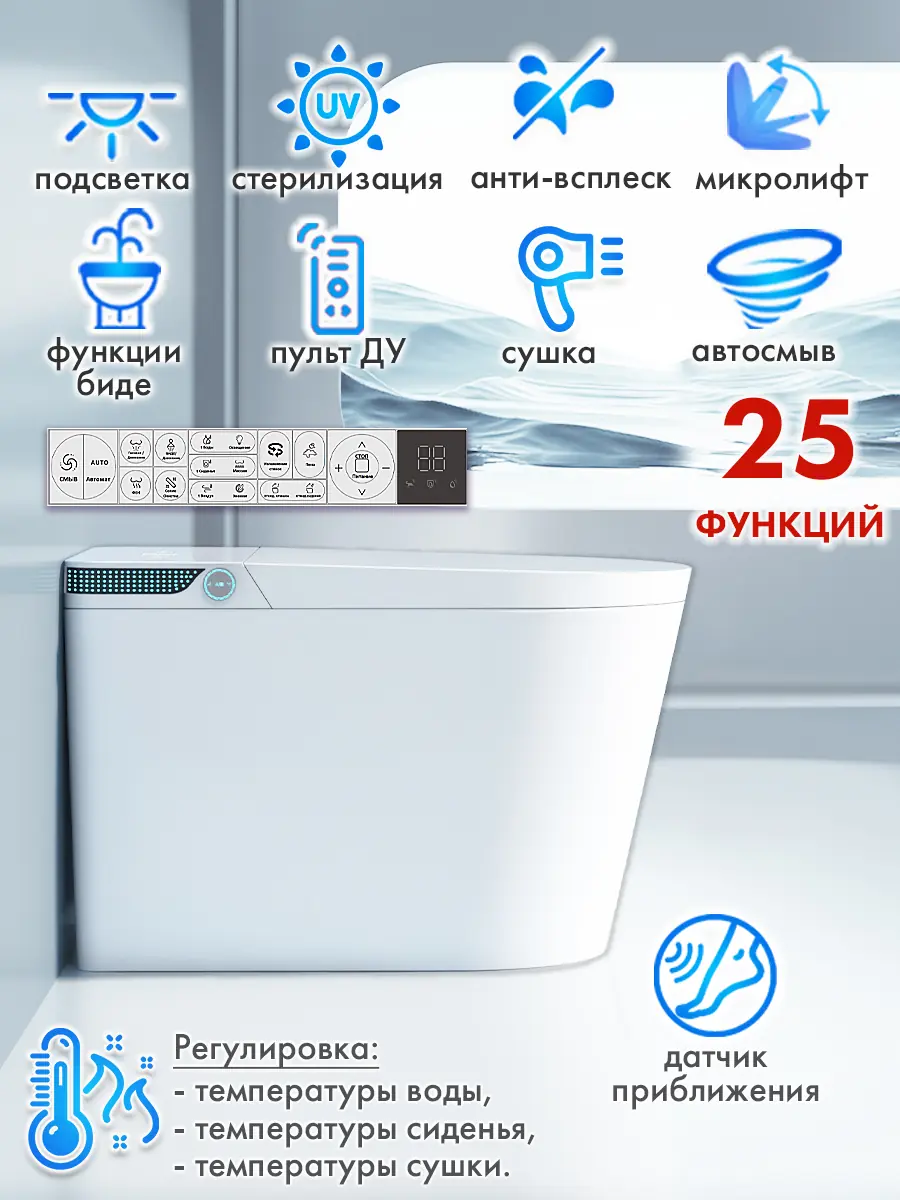 Смарт унитаз HAITEC HT-EST963E автоматизированный с встроенным бачком Смарт унитаз HAITEC HT-EST963E автоматизированный с встроенным бачком
